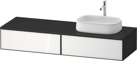 Duravit тумба подвесная с одним вырезом под раковину справа 550 мм х 1600 мм х 281 мм, zencha, ze4814r64800000 цвет: белое стекло/графит суперматовый