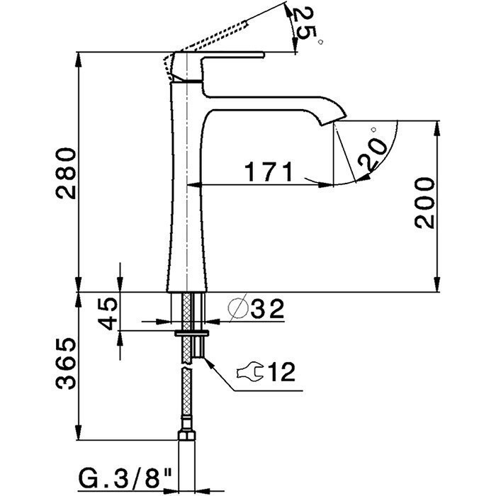 Cisal смеситель однорычажный для раковины на 1 отверстие, высокий h200 мм, без донного клапана ch0035447e cherie, цвет: розовое золото