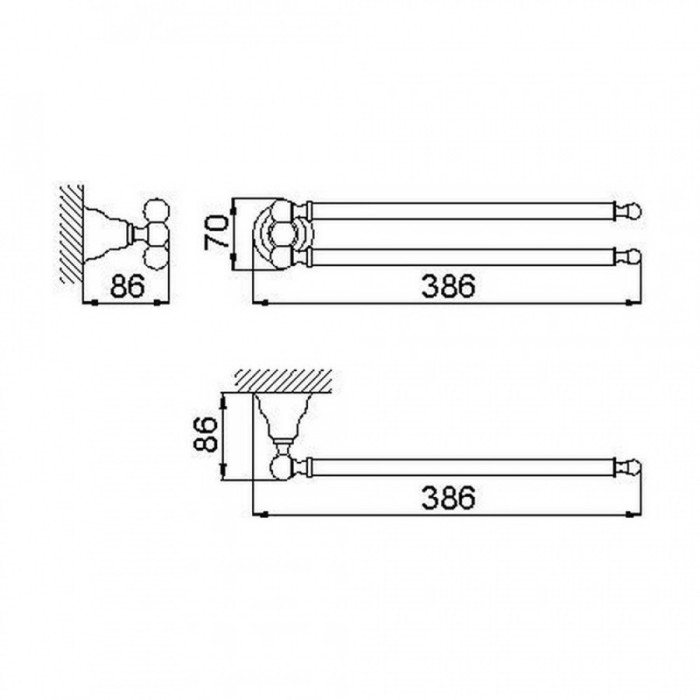 Cisal полотенцедержатель, 4016.01h.ba huber croisette, цвет: aged bronze, old bronze