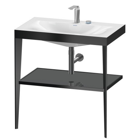 Duravit напольная консоль xviu/c-bonded 800 мм х 850 мм, с умывальником viu, xviu, xv4715eb289 цвет: черный матовый/фланелево-серый глянцевый лак