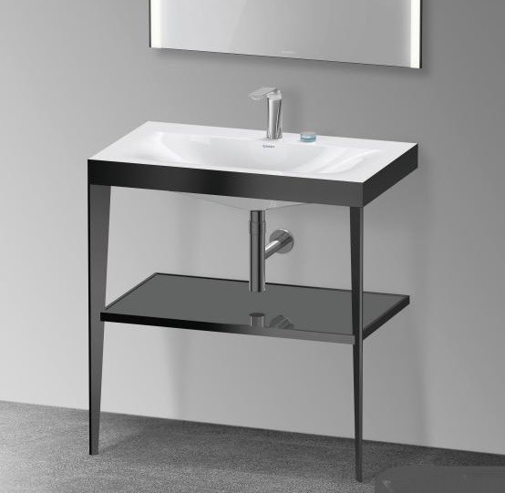 Duravit напольная консоль xviu/c-bonded 800 мм х 850 мм, с умывальником viu, xviu, xv4715eb289 цвет: черный матовый/фланелево-серый глянцевый лак