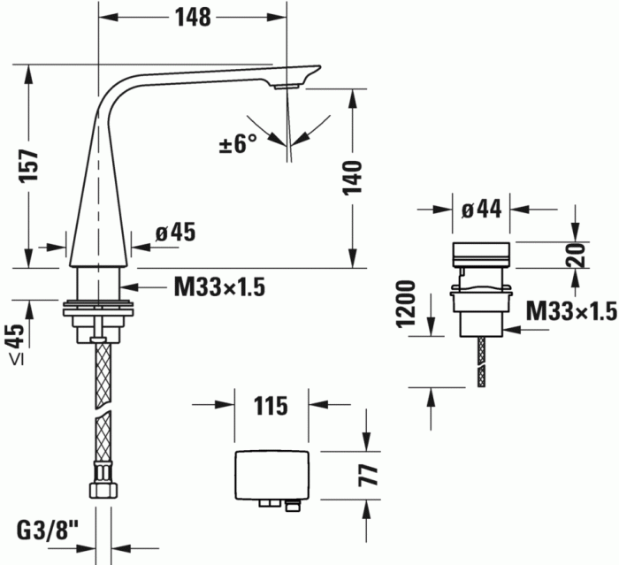 Duravit электронный смеситель для раковины, d.1, d11100008010 цвет: хром