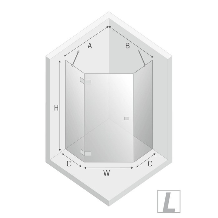 Душевое ограждение eventa l 90x90x200, New trendy Eventa chrome, хром арт. EXK-4613