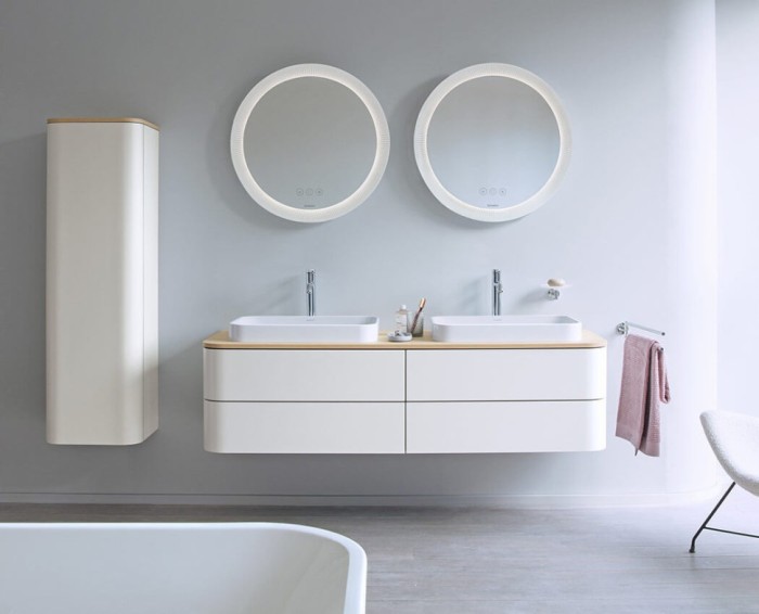 Duravit круглое зеркало с подсветкой plus, happy d.2 plus, hp7480g0000 цвет: белый