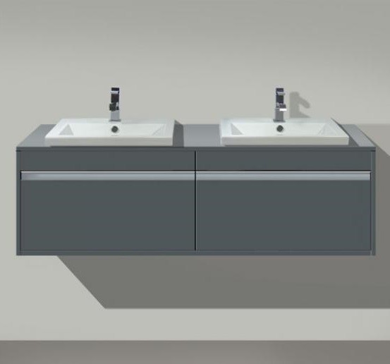 Duravit тумба подвесная для двух раковин, с двумя выдвижными ящиками, ketho, kt6797b4949 цвет: графит матовый