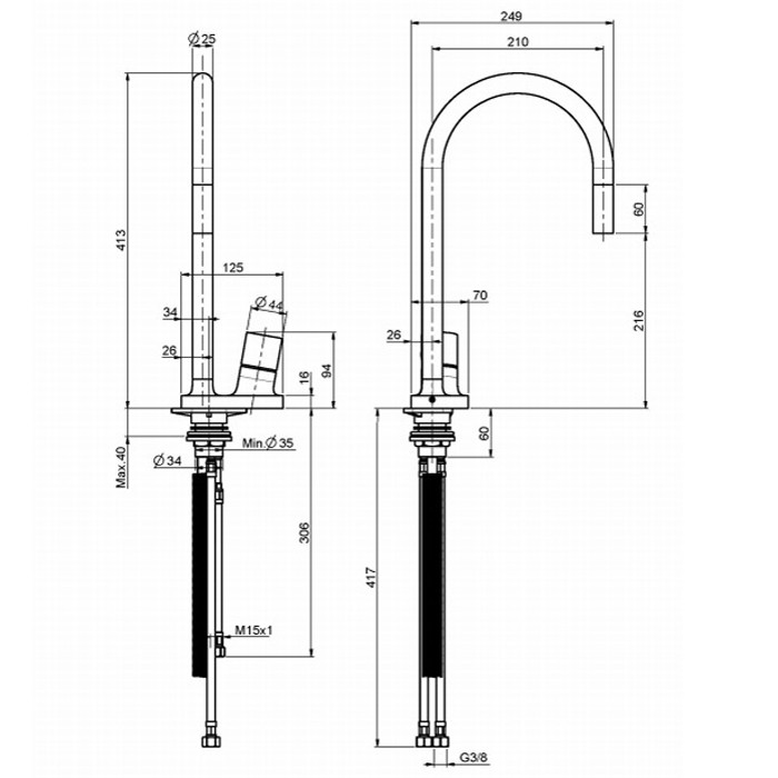 Fima Carlo Frattini смеситель для кухни, kitchen fluid, хром арт. f7028cr
