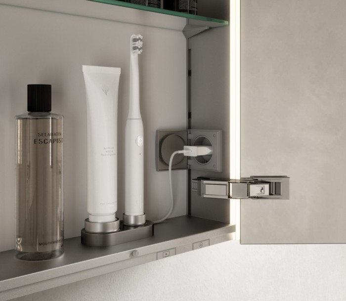 Keuco шкаф с подсветкой для настенного монтажа 127 мм х 1000 мм х 710 мм, с 2 поворотными дверцами, somaris, белый матовый арт. 14503 512100