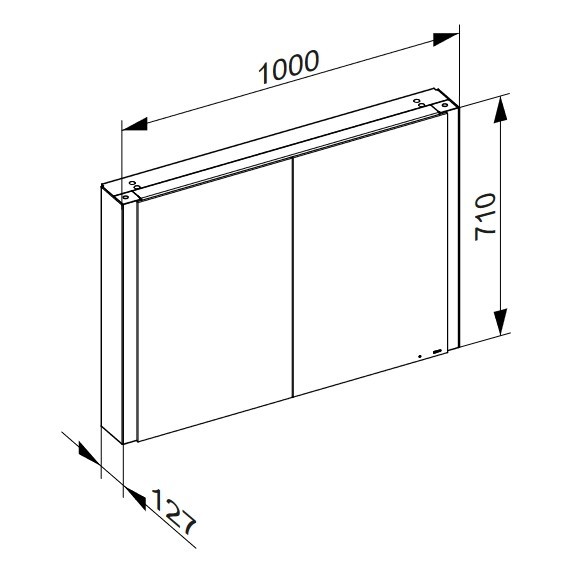 Keuco шкаф с подсветкой для настенного монтажа 127 мм х 1000 мм х 710 мм, с 2 поворотными дверцами, somaris, белый матовый арт. 14503 512100