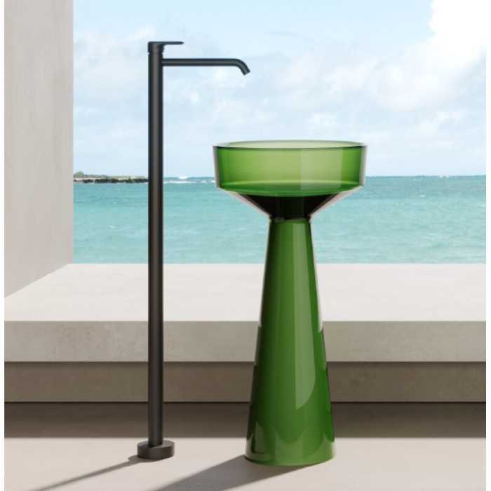 Раковина напольная d425хh850 мм, полиэфирнаясмола, выпуск в пол, Dea Design Pedestal Basin, emerald арт. DD2018 425 R3