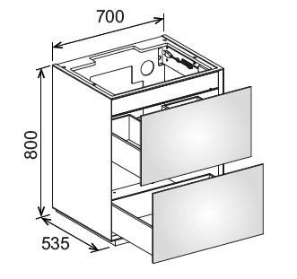 Keuco тумба под раковину напольная 700x800x535 мм фасад орех, edition lignatur, арт. 33340 800013