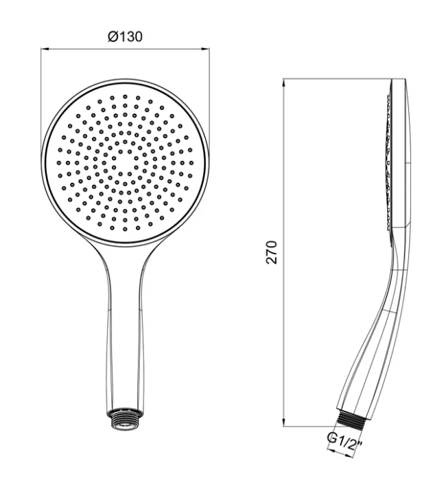 Лейка душевая ручная D130 мм с одним типом струи, Almar Velvet, оружейный металл арт. E082116.GM