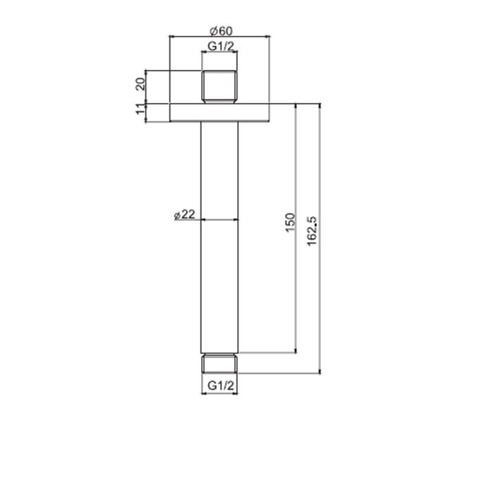 Fima Carlo Frattini держатель верхнего душа 150 мм., потолочный монтаж wellness, чёрный арт. f2584ns