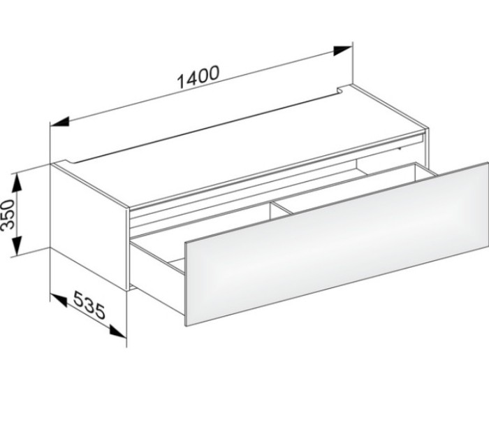 Keuco модуль нижнего шкафа для встройки снизу, с одним выдвижным ящиком, с внутренней светодиодной подсветкой, edition 11, белый арт. 31313 270100
