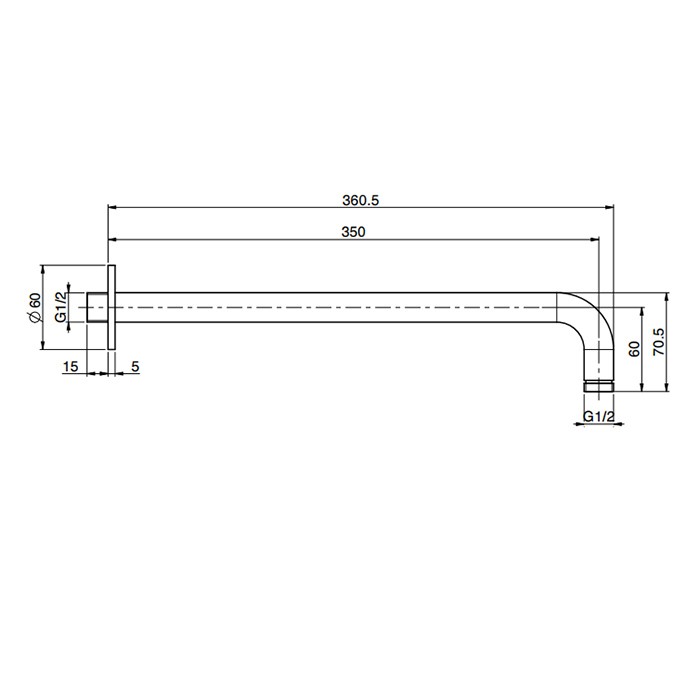 Fima Carlo Frattini держатель верхнего душа 350 мм., настенный монтаж spillo steel, нержавеющая сталь арт. f2945inox