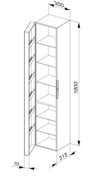 Keuco высокий шкаф-пенал, edition 300, белый альпийский арт. 30310 212101
