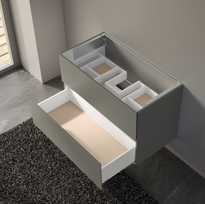 Keuco тумба подвесная под раковину 490 мм х 1000 мм, c 2 выдвижными ящиками, инокс/инокс петроль, plan, инокс матовый, инокс матовый петроль арт. 32973 290000