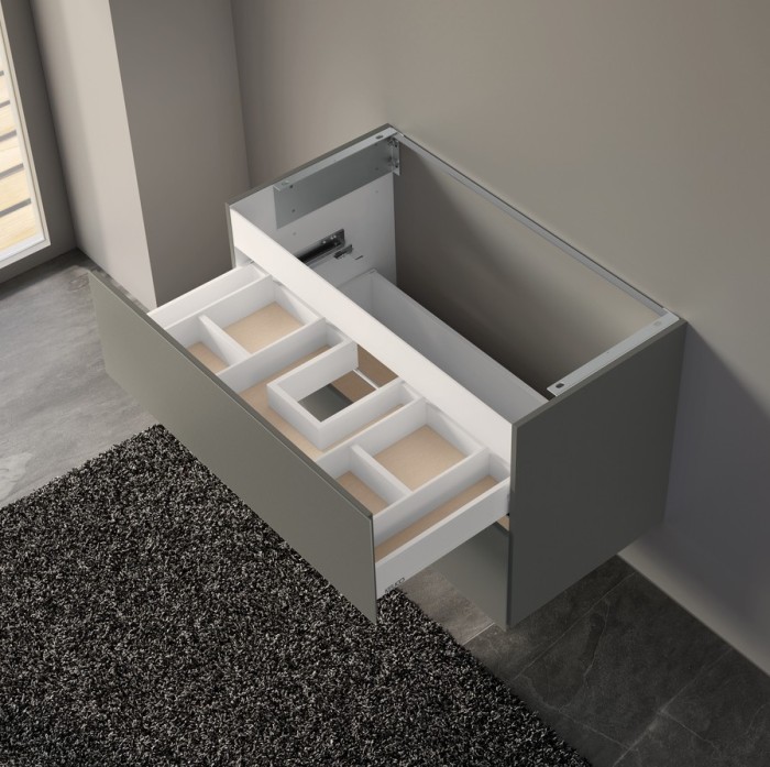 Keuco тумба подвесная под раковину 490 мм х 1000 мм, c 2 выдвижными ящиками, инокс/инокс петроль, plan, инокс матовый, инокс матовый петроль арт. 32973 290000