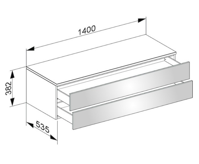 Keuco тумба боковая подвесная с двумя выдвижными фронтальными ящиками антарцит, edition 400, антрацит арт. 31762 390000