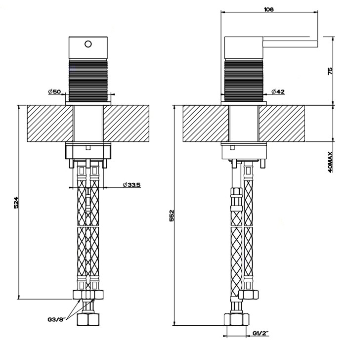 Gessi Рычаг удаленного управления, Trame, 54305#239 цвет: шлифованная сталь