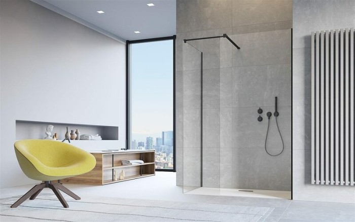 Radaway душевая перегородка 100 профиль черный стекло прозрачное, Modo New II - 389104-54-01