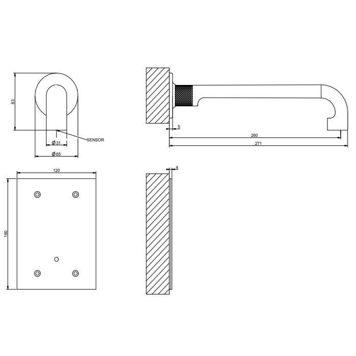 Gessi Встраиваемый электронный смеситель для раковины, Inciso, 58107#031 цвет: хром
