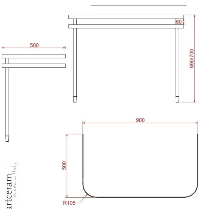 ArtCeram консоль под раковину, aza003 71 03 nero/cr azuley цвет: хром глянцевый