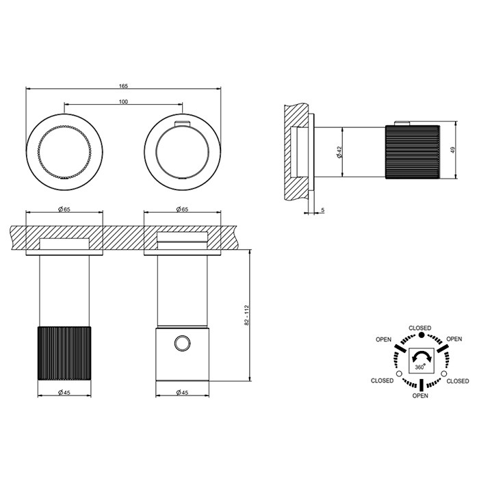 Gessi Смеситель для душа, встраиваемый, термостатический, с переключателем на 3 положения, Habito Rigato, 70536#706 цвет: black metal pvd
