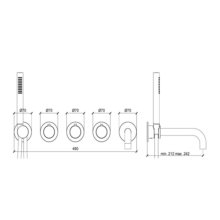 Внешняя часть однорычажного смесителя с переключателем на 2-3 положения с модулем ручного душа, Almar Modular, E180192.CR цвет: хром