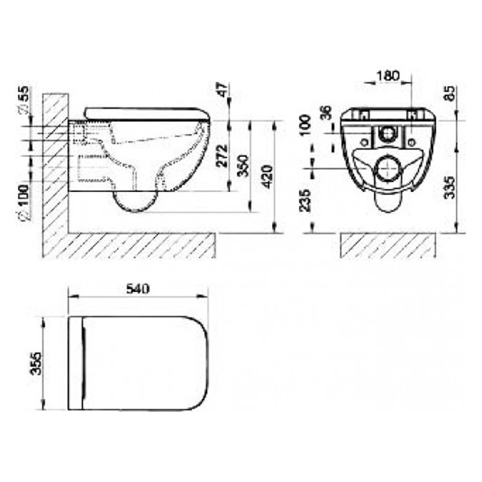 Gessi Унитаз подвесной 54.35.5см, в комплекте с сиденьем Soft Close и сифоном, Goccia, 39113#518 цвет: белый