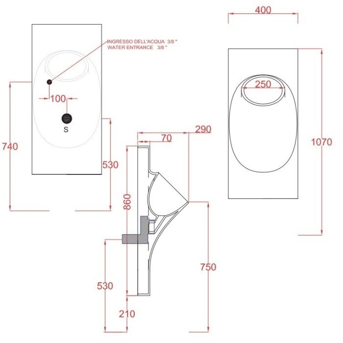 ArtCeram электронный подвесной писсуар под внутренний налив, oso002 01 00 sotto up цвет: белый глянцевый