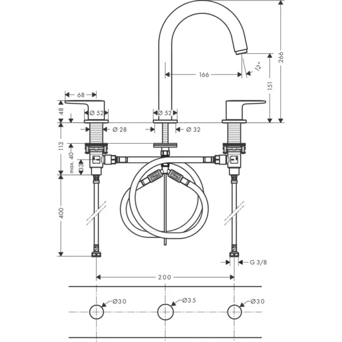 Hansgrohe смеситель для раковины с донным клапаном, Vernis Blend, черный арт. 71553670