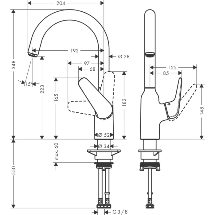 Hansgrohe смеситель для кухни, Focus M42, нержавеющая сталь арт. 71802800