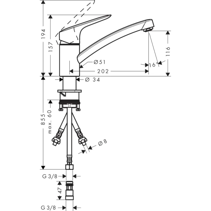 Hansgrohe смеситель для кухни, Logis M31, хром арт. 71831000