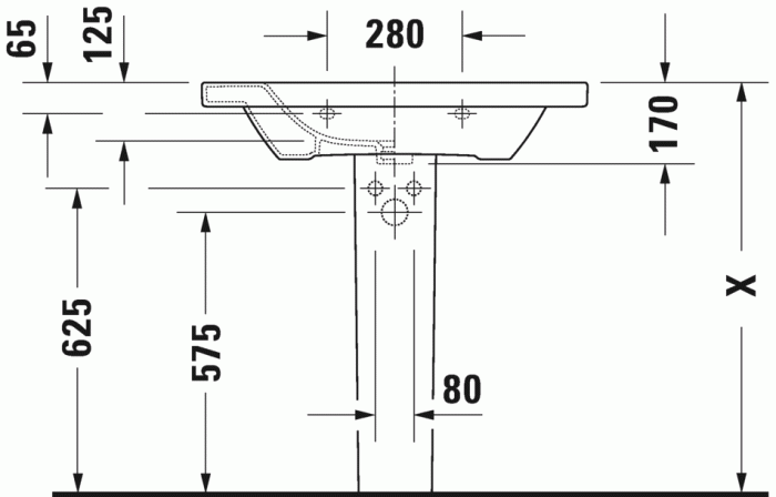 Duravit раковина встраиваемая сверху с одним отверстием для смесителя, durastyle, 23208000001 цвет: белый