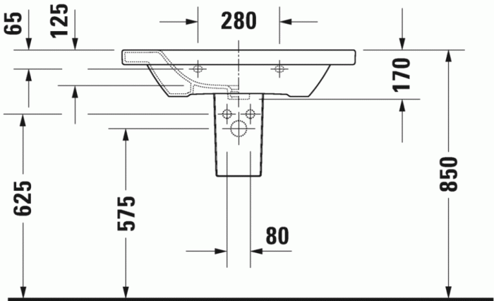 Duravit раковина встраиваемая сверху с одним отверстием для смесителя, durastyle, 23208000001 цвет: белый