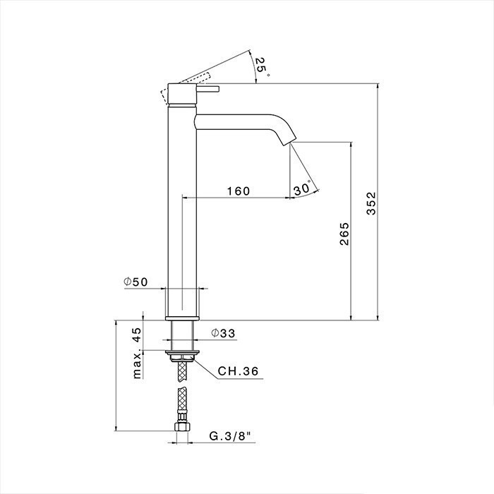 Cisal высокий смеситель для раковины ln00454021 less new cisal, цвет: хром