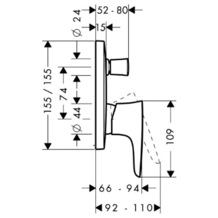 Hansgrohe смеситель для ванны, PuraVida, арт. 15445400