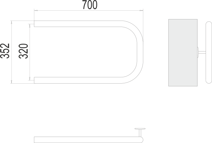 Terminus водяной полотенцесушитель п-обр aisi 32х2 320х700, эконом арт. 4620768881572