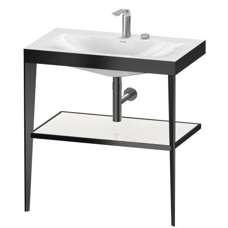 Duravit напольная консоль xviu/c-bonded 800 мм х 850 мм, с умывальником viu, xviu, xv4715eb285 цвет: черный матовый/белый глянцевый лак