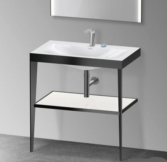 Duravit напольная консоль xviu/c-bonded 800 мм х 850 мм, с умывальником viu, xviu, xv4715eb285 цвет: черный матовый/белый глянцевый лак
