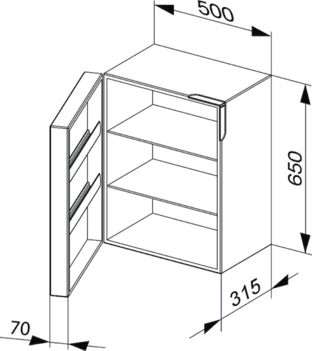Keuco шкаф нижний петли слева, edition 300, арт. 30331 393901