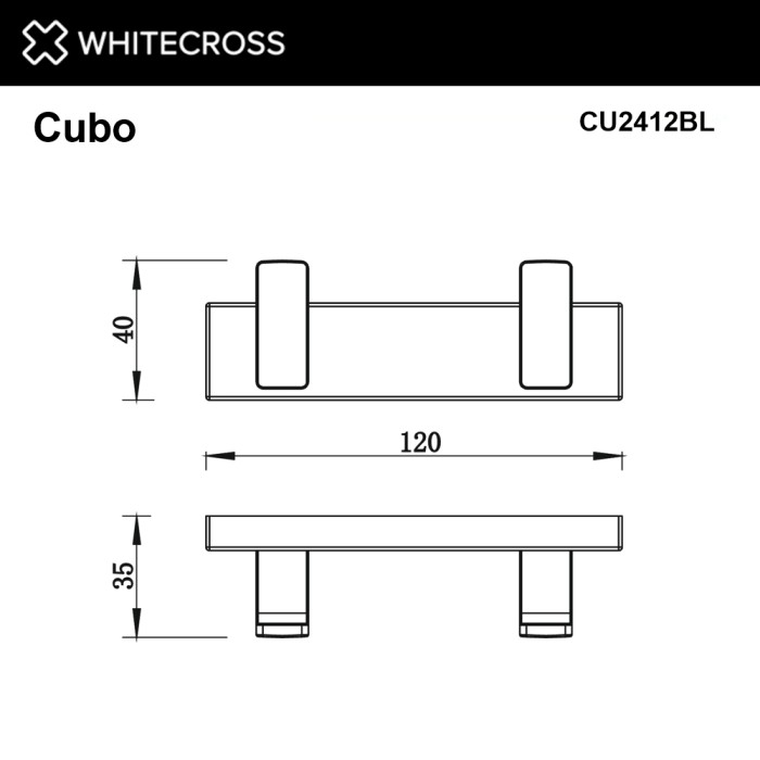 Крючок, для полотенец, двойной, Whitecross Cubo black, черный мат арт. CU2412BL
