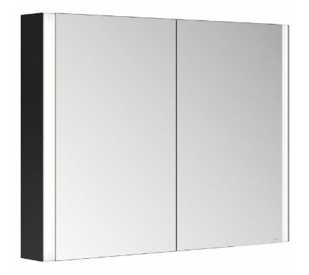 Keuco шкаф с подсветкой для настенного монтажа 127 мм х 1000 мм х 710 мм, с 2 поворотными дверцами, somaris, черный матовый арт. 14503 372100