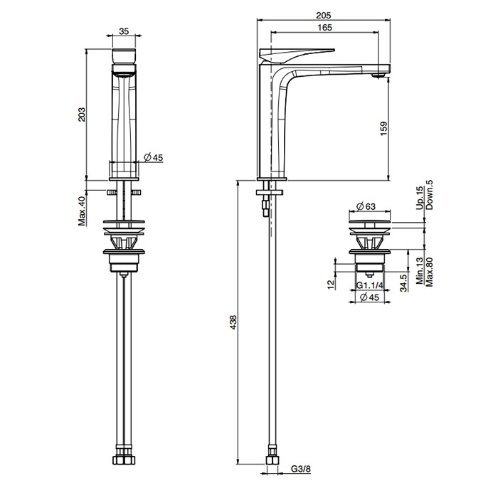 Fima Carlo Frattini смеситель для раковины, на 1 отв., высокий, zeta, золото арт. f3961lnor