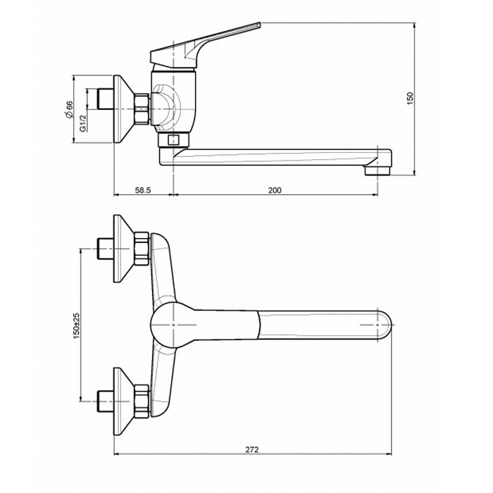 Fima Carlo Frattini смеситель для кухни, настенный монтаж, kitchen, хром арт. f3766cr
