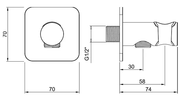 Вывод из стены с держателем для душевой лейки, Almar Kuky, белый арт. E095041.MW