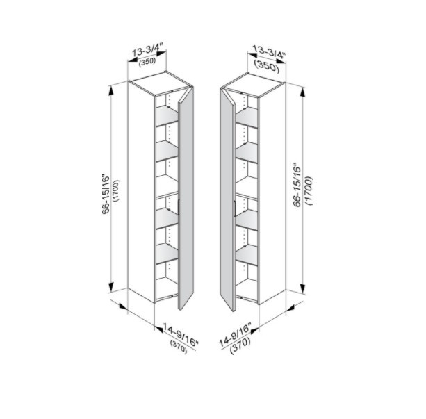 Keuco шкаф - пенал высокий подвесной петли слева, 4 полки, edition 11, белый арт. 31330 300001