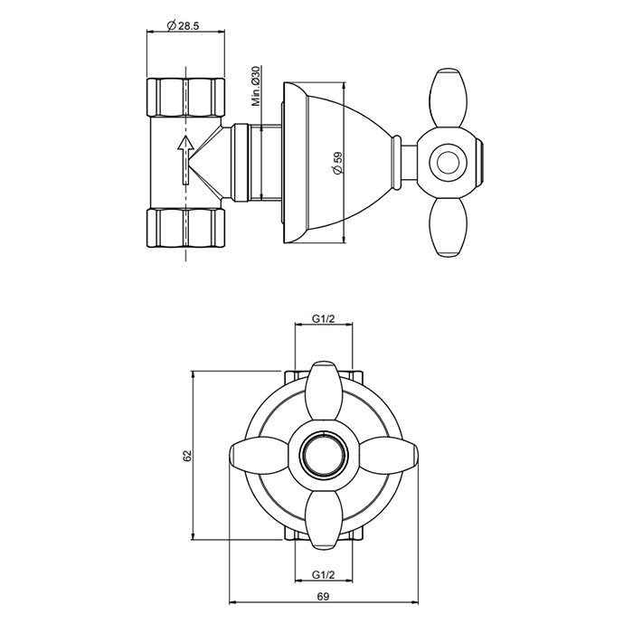 Fima Carlo Frattini запорный вентиль 1/2" olivia, хром арт. f5023/1cr