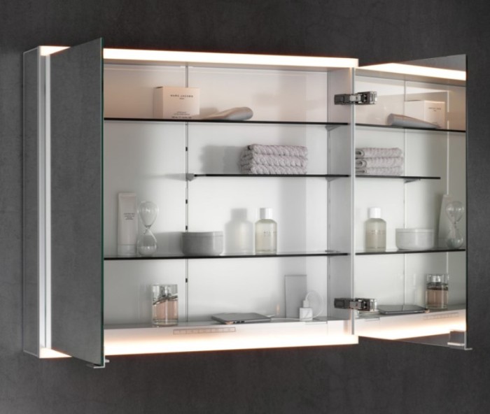 Keuco зеркальный шкаф с подсветкой для настенного монтажа 900 х 700 х 120 мм, Royal modular 2.0, алюминий серебристый анодированный арт. 800211090000000