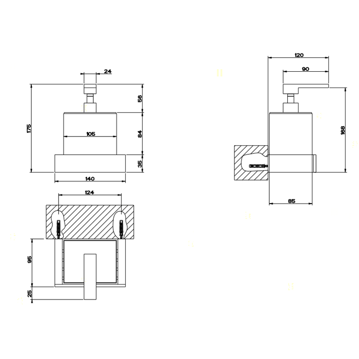 Gessi Дозатор для жидкого мыла подвесной, Rettangolo, 20813#031 цвет: хром/белый